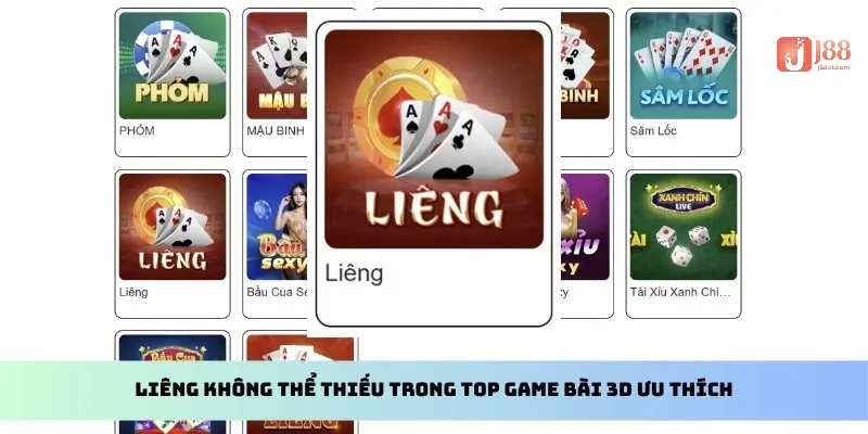 Top Game Bài 3D Ưu Thích Tại J88 - Tổng Hợp Chi Tiết Nhất 3 Liêng không thể thiếu trong top game bài 3D ưu thích